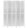 Biombo separador de 5 paneles madera maciza Paulownia blanco 4