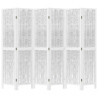 Biombo separador de 6 paneles madera maciza Paulownia blanco 1