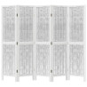 Biombo com 5 painéis madeira de paulownia maciça branco 4