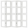 Biombo separador de 5 paneles madera maciza Paulownia blanco 5