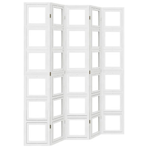 Biombo separador de 5 paneles madera maciza Paulownia blanco H