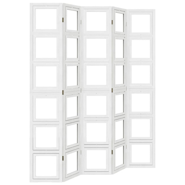 Biombo separador de 5 paneles madera maciza Paulownia blanco M 2