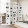Biombo separador de 5 paneles madera maciza Paulownia blanco 3