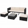 Set de muebles de jardín 4 pzas y cojines ratán sintético negro 2