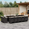 Set comedor de jardín con cojines 15 pzas ratán sintético negro 1