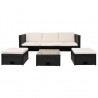 4 pcs conjunto lounge de jardim c/ almofadões vime PE preto 4