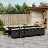 13 pcs conjunto de jantar p/jardim com almofadões vime PE preto 1