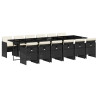 Set comedor de jardín con cojines 13 pzas ratán sintético negro 2