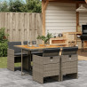 Set comedor de jardín 5 piezas con cojines ratán sintético gris 1