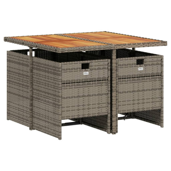 Set comedor de jardín 5 piezas con cojines ratán sintético gris M 3
