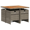 Set comedor de jardín 5 piezas con cojines ratán sintético gris 3