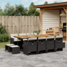 Set comedor de jardín con cojines 13 pzas ratán sintético negro 1