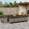 Set comedor de jardín con cojines 15 pzas ratán sintético gris 1