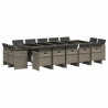 Set comedor de jardín con cojines 15 pzas ratán sintético gris 2