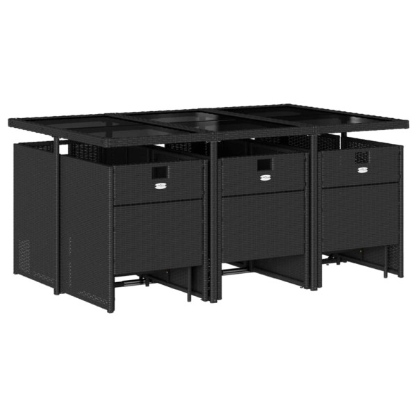 Set de comedor jardín 11 pzas con cojines ratán sintético negro M 3