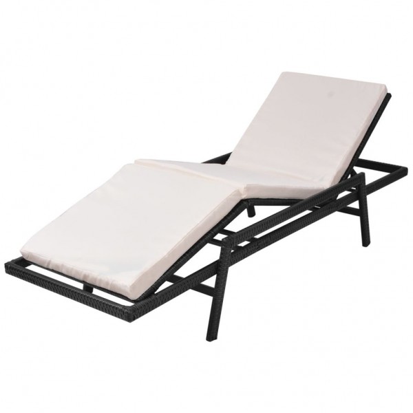 Espreguiçadeira com almofadão vime PE preto M 2
