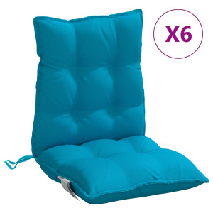 Cojines para silla respaldo bajo 6 uds tela Oxford azul claro H