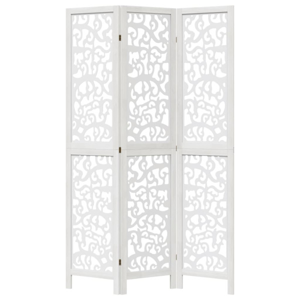 Biombo separador de 3 paneles madera maciza Paulownia blanco M 4