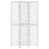 Biombo separador de 3 paneles madera maciza Paulownia blanco 4