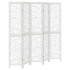 Biombo separador de 5 paneles madera maciza Paulownia blanco 2