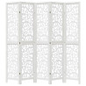 Biombo separador de 5 paneles madera maciza Paulownia blanco 4