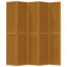 Biombo separador de 5 paneles madera maciza paulownia marrón 4