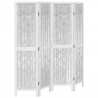 Biombo separador de 4 paneles madera maciza Paulownia blanco 2