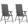 Cadeiras de jardim dobráveis 2 pcs vime PE cinzento 2
