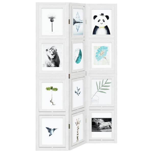 Biombo separador de 3 paneles madera maciza Paulownia blanco M 4