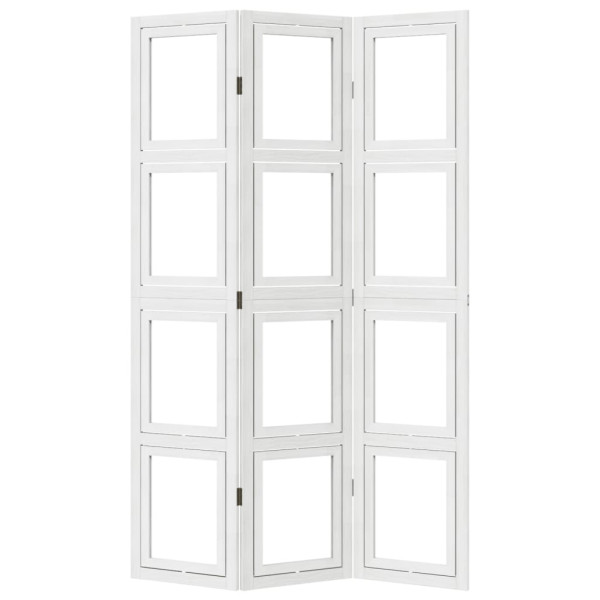 Biombo separador de 3 paneles madera maciza Paulownia blanco M 5