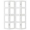 Biombo separador de 4 paneles madera maciza Paulownia blanco 5