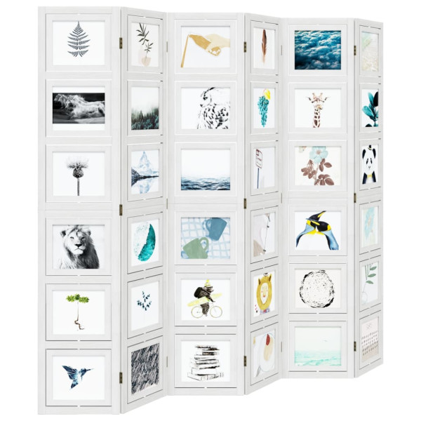 Biombo com 6 painéis madeira de paulownia maciça branco M 4