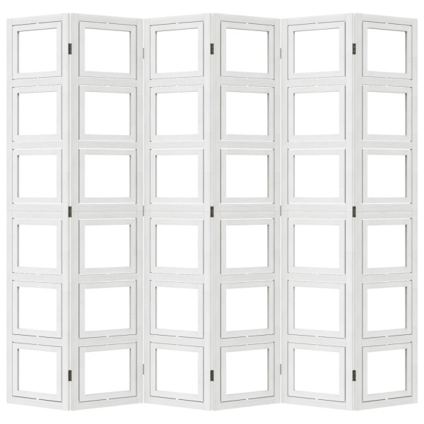 Biombo separador de 6 paneles madera maciza Paulownia blanco M 5