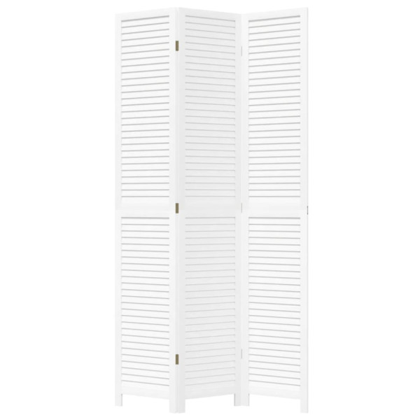 Biombo separador de 3 paneles madera maciza Paulownia blanco M 4