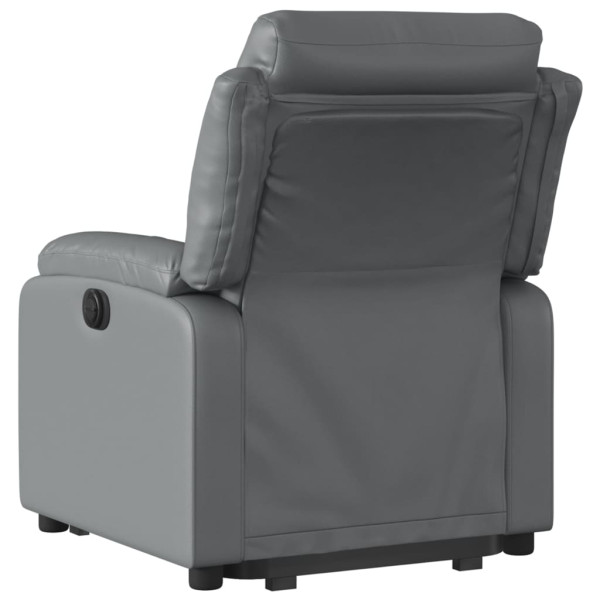 Sillón reclinable elevable cuero artificial gris M 5