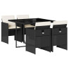 Set de muebles jardín 5 pzas con cojines ratán sintético negro 2