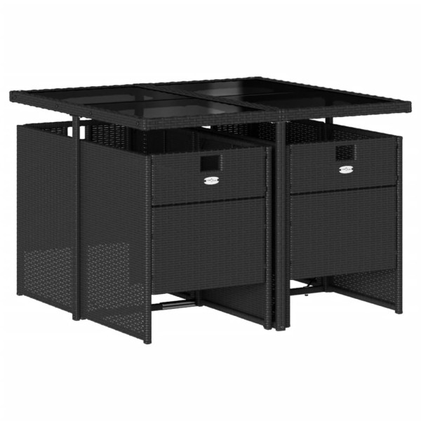 Set de muebles jardín 5 pzas con cojines ratán sintético negro M 3