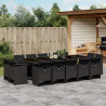 Set comedor de jardín con cojines 15 pzas ratán sintético negro 1
