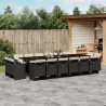 Set de muebles jardín 17 pzas con cojines ratán sintético negro 1