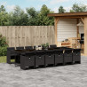 13 pcs conjunto de jantar p/jardim com almofadões vime PE preto 1
