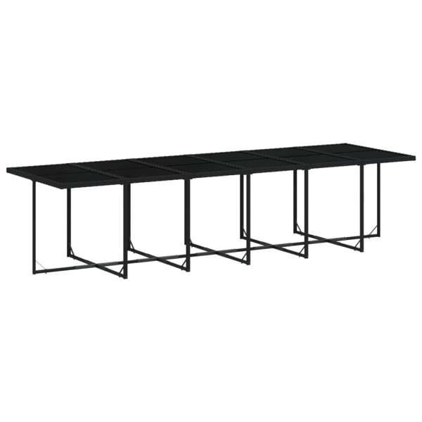 Set comedor de jardín con cojines 13 pzas ratán sintético negro M 4