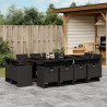 Set comedor de jardín con cojines 13 pzas ratán sintético negro 1