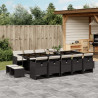Set comedor de jardín con cojines 15 pzas ratán sintético negro 1