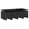 13 pcs conjunto de jantar p/jardim com almofadões vime PE preto 3