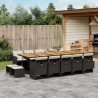 Set comedor de jardín con cojines 15 pzas ratán sintético negro 1