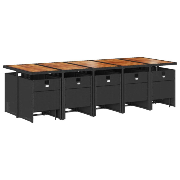 15 pcs conjunto de jantar p/jardim com almofadões vime PE preto M 3