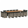 Set comedor de jardín con cojines 15 pzas ratán sintético gris 2