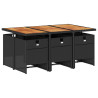 7 pcs conjunto de jantar p/ jardim c/ almofadões vime PE preto 3