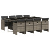 Set comedor jardín 9 pzas y cojines ratán sintético gris 2