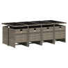 Set comedor jardín 9 pzas y cojines ratán sintético gris 3
